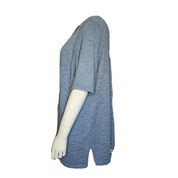 Croft & Barrow Top Womens Plus Size XXL Solid All Blue Short Sleeve Button Front - Picture 2 of 7